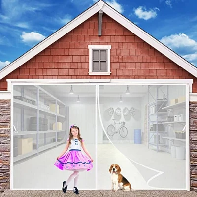 Image of Magnetic Fly Screen Door, 160x200cm, Campers Mesh Curtain, with Magnets &amp; Magic Paste, Doors Anti Mosquitoes Bugs, Customizable, White