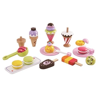 Image of Lelin Wooden 25 Pieces Ice Cream Selection Pretend Play Set, Multicoloured