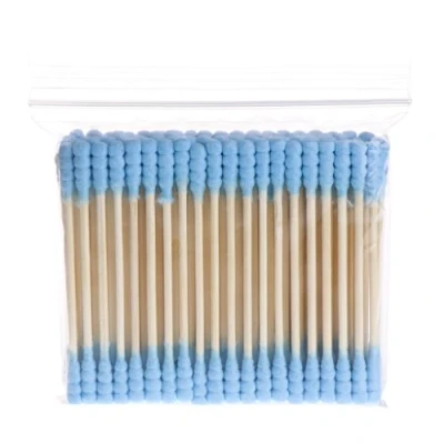 Image of 100Pcs Cosmetic Makeup Cotton Swab Double For Head Ear Buds Cleaning Tools Wooden Sticks Applicators