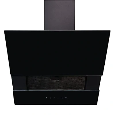 Image of SIA AGTC60BL 60cm Black Angled Sliding Glass Cooker Hood Kitchen Extractor Fan