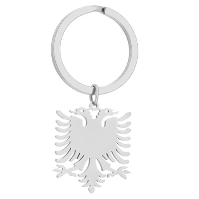 Image of SOUTHJIELING Stylish Albanian Eagle Keyring Gold/Silver Color Pendant Keychain Unique Ethnic Style Key Rings Accessory for Men Women