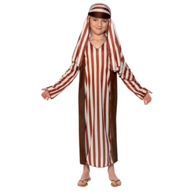 Image of Smiffys Shepherd Costume, Brown with Robe &amp; Headpiece, Christmas Children&#039;s Fancy Dress, Child Dress Up Costumes