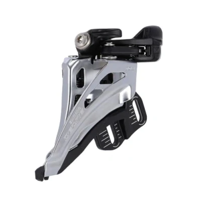 Image of Shimano Deore FD M4100 E front derailleur, 10 speed double, side swing, type, Silver