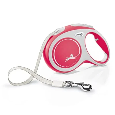 Image of Flexi New Comfort Tape Grey &amp; Red Large 8m Retractable Dog Leash/Lead for dogs up to 50kgs/110lbs