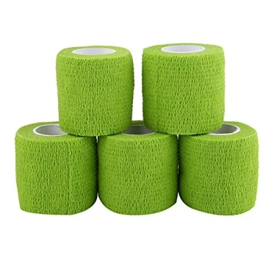 Image of 5 Rolls Adhesive Elastic Bandage Self Adherent Cohesive Bandages First Aid Rap Tape for Outdoor Sports (Green) Personal Care