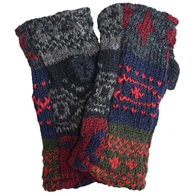 Image of Gheri Women&#039;s Warm Woolen Fleece Lined Hand Knitted Mittens Gloves Handwarmers Q