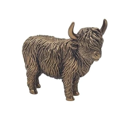 Image of The Leonardo Collection Bronzed Highland Cow Figurine For Home &amp; Office Decor Ornaments Gift Women Men Beautiful Indoor Outdoor Living Room