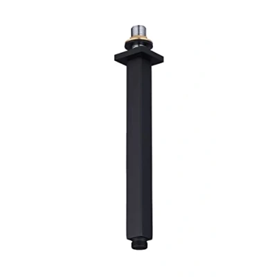 Image of Keenware KSA 185 Square Overhead 250mm Brass Shower Head Ceiling Outlet Arm: Black