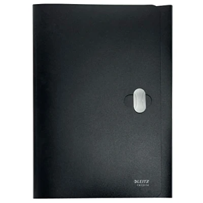 Image of Leitz A4 3 Flap Folder with Closure, 150 Sheet Capacity, 100% Recyclable Plastic, Eco Friendly, Recycle Range, 46220095, Dark Blue