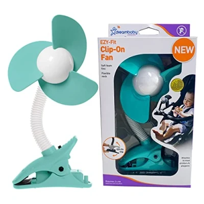 Image of Dreambaby Stroller Fan Adjustable Clip On with Soft Foam Fins (Aqua)