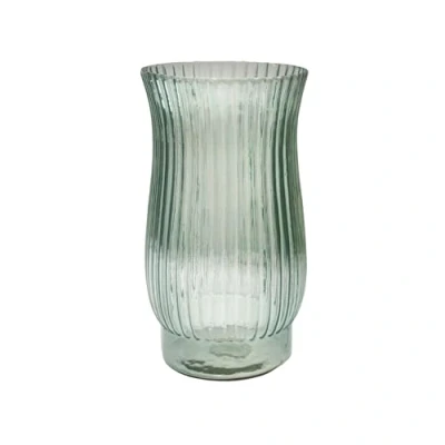 Image of Ivyline Airlie Ribbed Vase in Sage Green Sustainable and Premium Quality Waterproof Trendy Indoor Glass H27 x D14.5cm