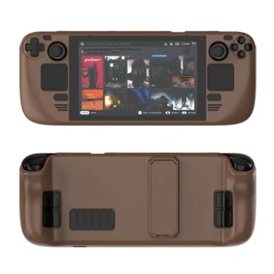 Image of Colorful Protective Case Suitable for Steam deck PC Material Full Cover with Stand Skin friendly Feel Game Console Accessories (brown)