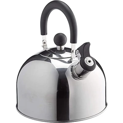 Image of 2.5L STAINLESS STEEL ALUMINIUM WHISTLING KETTLE CAMPING SILVER PHENOLIC HANDLE