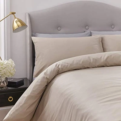 Image of Silentnight Pure Cotton Duvet Cover, Stone, Single