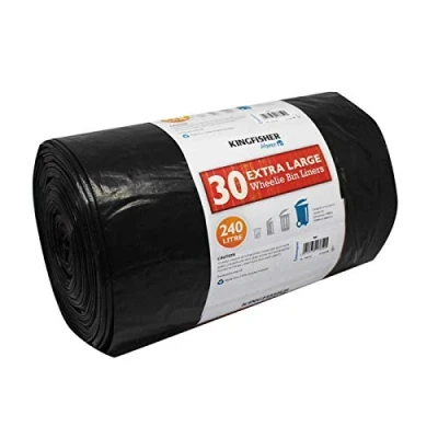 Image of HomeZone® Heavy Duty XL Bin Liners Bags Sacks Black Strong Rubble Refuse Sack Drawstring Wheelie Various Sizes (30x 240L Liners)