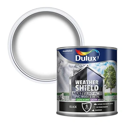 Image of Dulux Weather Shield Multi Surface Quick Dry Satin Paint, 2.5 L Black