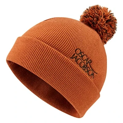 Image of Oscar Jacobson Mens Knitted II Hat Orange Rust One Size