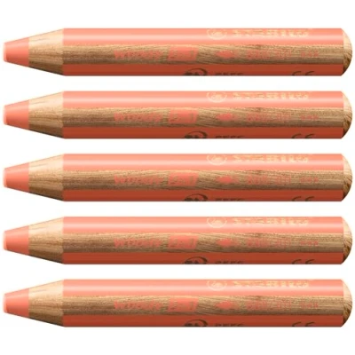 Image of Multi Talented Pencil STABILO woody 3 in 1 Pack of 5 Pastel Red