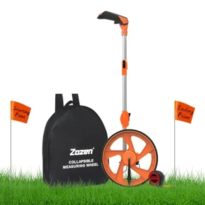 Image of Distance Measuring Wheel with Marking Flags Zozen, Measure Collapsible Industrial in Meters Carrying Bag