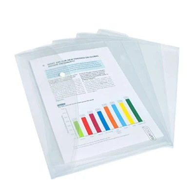Image of Rapesco 0695 Popper Wallets, A4+ / Foolscap, Clear Transparent, Pack of 5