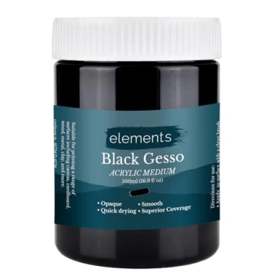 Image of Premium Black Gesso Acrylic Medium 500 ml Professional Grade Surface Prep Paint Applies Smoothly on High Opacity Liquid Primer Texture fo Paintings Canvas, Wood &amp; Board