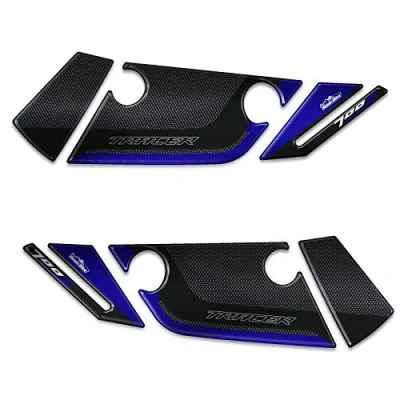Image of Resin Bike Motorcycle 3D Stickers Compatible with Yamaha Tracer 700 2016 2020. Handguards Protection from Bumps and Scratches. Pair of Blue Metallic Finish Gadget Moto