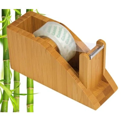 Image of Wedo 061907 Bamboo Tape Dispenser with Adhesive Brown