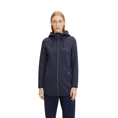 Image of TOM TAILOR Women&#039;s Fleece jacket with hood 1027144, 30592 Navy Twill Structure, L
