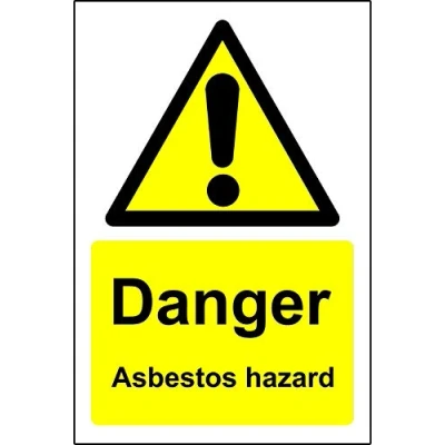 Image of Warning signs Danger asbestos hazard Safety sign Self adhesive sticker 150mm x 100mm