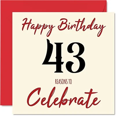 Image of Fun 43rd Birthday Cards for Men Woman Reasons To Happy Card Dad Mum Brother Sister Grandad Nanny Grandma Uncle Auntie, 145mm x Greeting Cards,