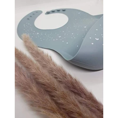 Image of Easily Wipe Clean Silicone Baby Bibs Comfortable Soft Waterproof Bib (Sea Grey)