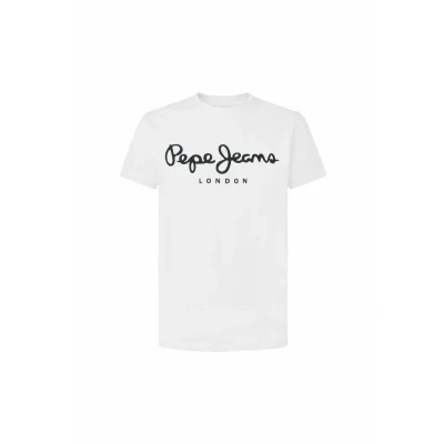 Image of Pepe Jeans Original Stretch Print Tshirt, Men&#039;s, Size: XS, White