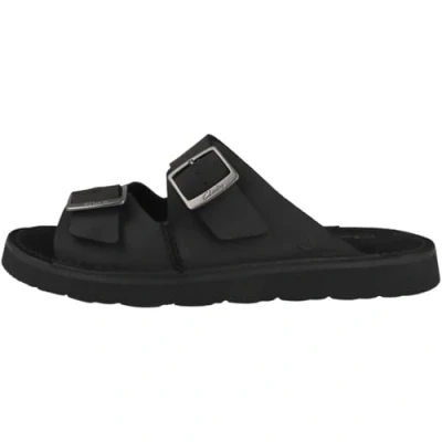 Image of Clarks Men&#039;s Solsbury Strap Slide Sandal, Black Leather, 11 UK