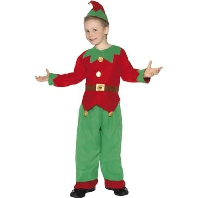 Image of Smiffys Elf Costume, Red &amp; Green, M Age 7 9 years