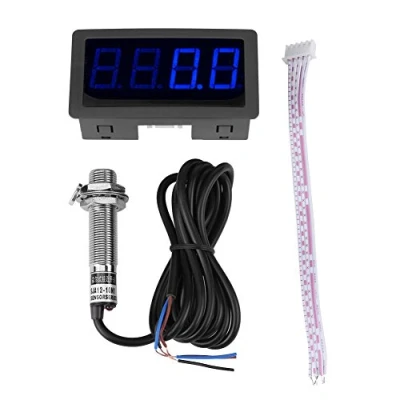 Image of 4 Digital LED Display Tachometer RPM Speed Meter Panel Inductive Hall Effect Sensor NPN Proximity Switch Red/Blue(Blue)