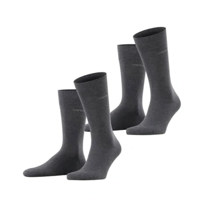 Image of ESPRIT Men&#039;s Basic Uni 2 Pack M SO Cotton Plain Pairs Socks, Grey (Anthracite Melange 3080), 11.5 14
