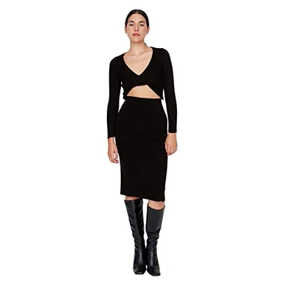 Image of Trendyol Women Midi Bodycon Slim Knitwear Dress Black