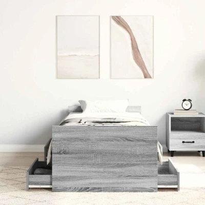 Image of vidaXL Bed Frame without Mattress Grey Sonoma 90x190 cm Single