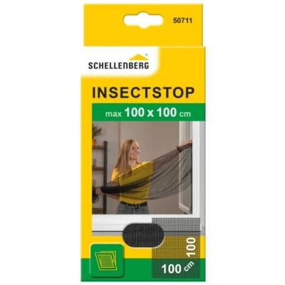 Image of Schellenberg 50711 Fly Screen, Insect, Mosquito Protection for Windows Various Sizes, Dark Grey, 100x100cm