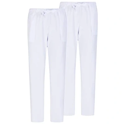 Image of MISEMIYA Set of 2 Uniforms Medical Scrub Pants Unisex Hospital Uniform Trousers Ref.8312 Medium, White 68