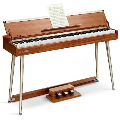 Image of Donner DDP 80 PLUS Digital Piano 88 Key Weighted Keyboard, Home Electric Piano, Supports USB MIDI &amp; Headphones, Semi open Cover Designed, with Metal Triple Pedal, Power Adapter