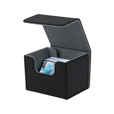 Image of Mcbazel Deck Box for MTG Cards,Card Fits 100+ Single Sleeved Cards, Card Holder TCG cards,PU Leather Storage Case,Black