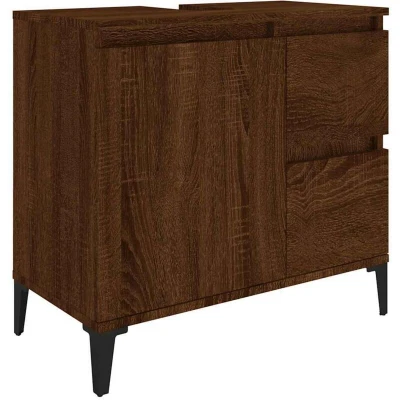 Image of vidaXL Bathroom Cabinet Brown Oak 65x33x60 cm Engineered Wood