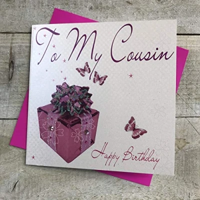 Image of white cotton cards Present to My Cousin Happy Birthday Handmade Card, WB160