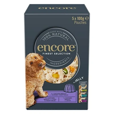 Image of Encore Natural Wet Dog Food Pouches Finest Chicken Selection in Jelly, 5x100g
