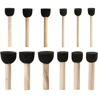 Image of Creativ 10409 Foam Stencil Brushes, D: 13 20 25 35 mm, 12 asstd,Black