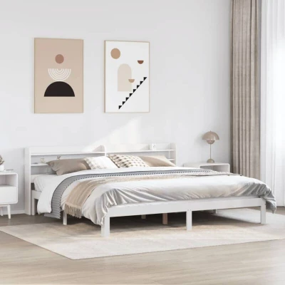 Image of Vidaxl Bed Frame with Headboard without Mattress White 200x200 cm