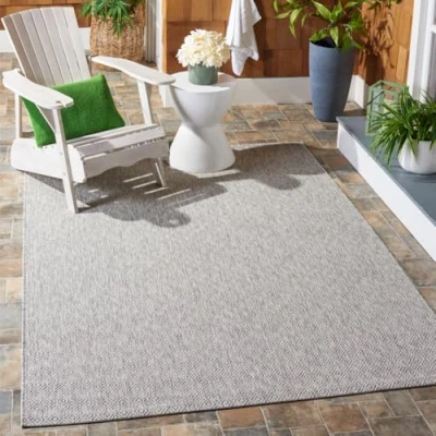 Image of SAFAVIEH Contemporary Rug for Indoor &amp; Outdoor Courtyard Collection, Short Pile, in Grey and color, 160 X 231 cm