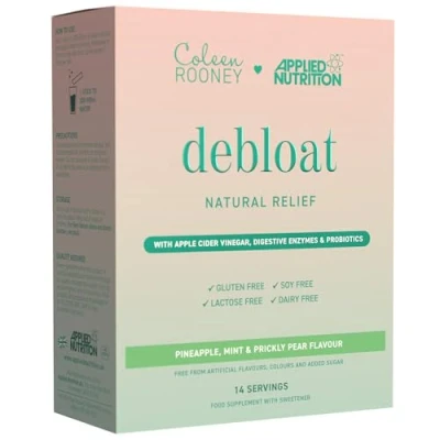 Image of Applied Nutrition Coleen Rooney Debloat Powder Apple Cider Vinegar &amp; Enzymes, Best Digestive Health, Vegan Gut Support Natural Bloating Relief (14 x 9.1g) (Pineapple, Mint Prickly Pear)