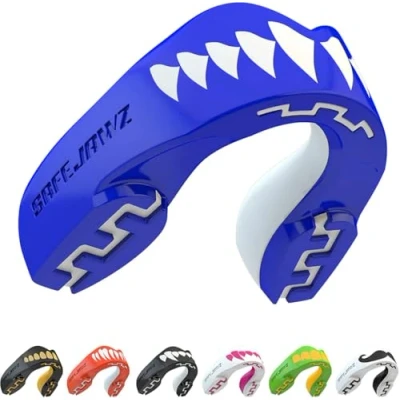 Image of SafeJawz Sports Mouthguard Dual Layer Premium Protection Adults and Junior Gum Shield with Case for Boxing, MMA, Rugby, Martial Arts, Judo All Contact
